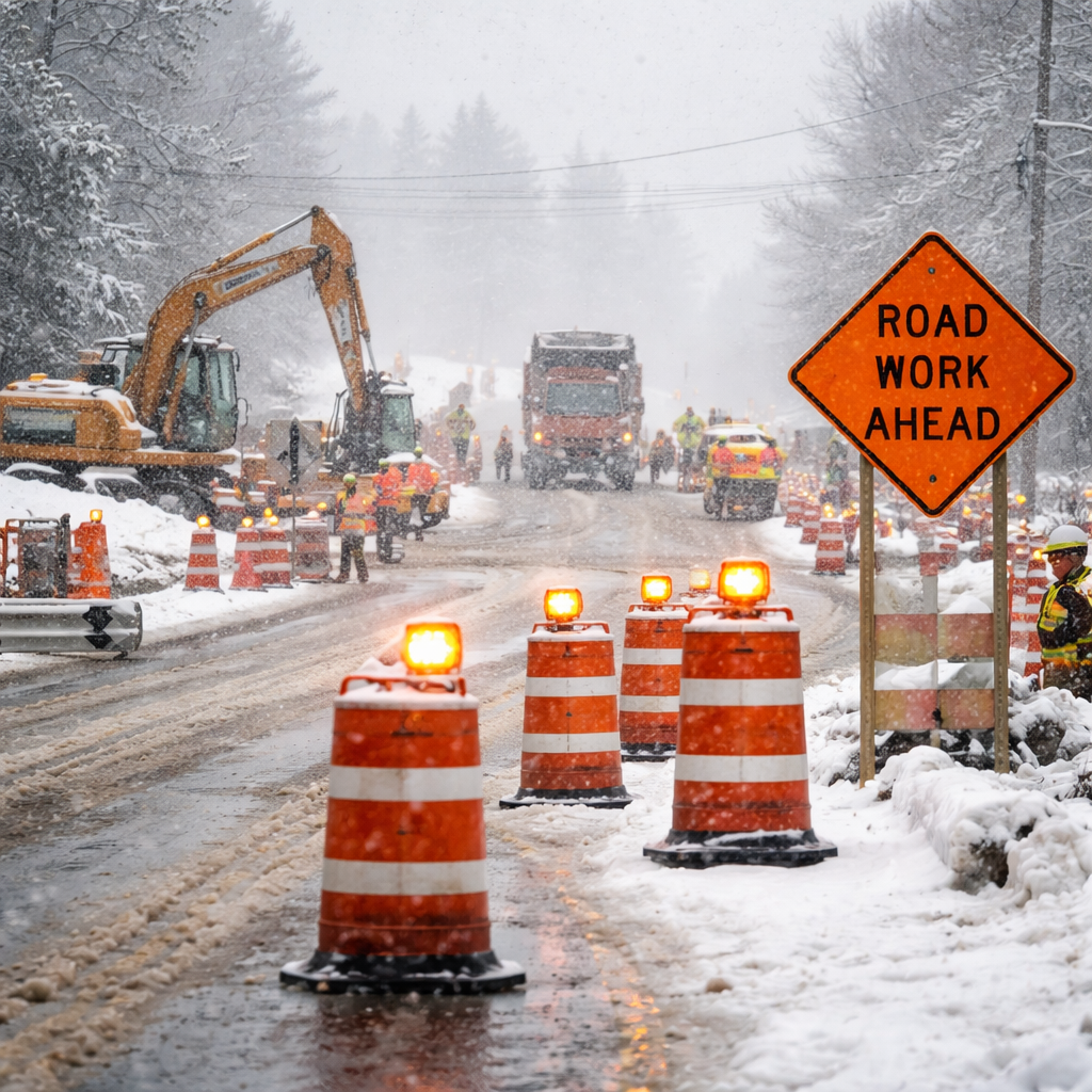 Why Winter Road Construction Zones Become High-Risk Crash Sites