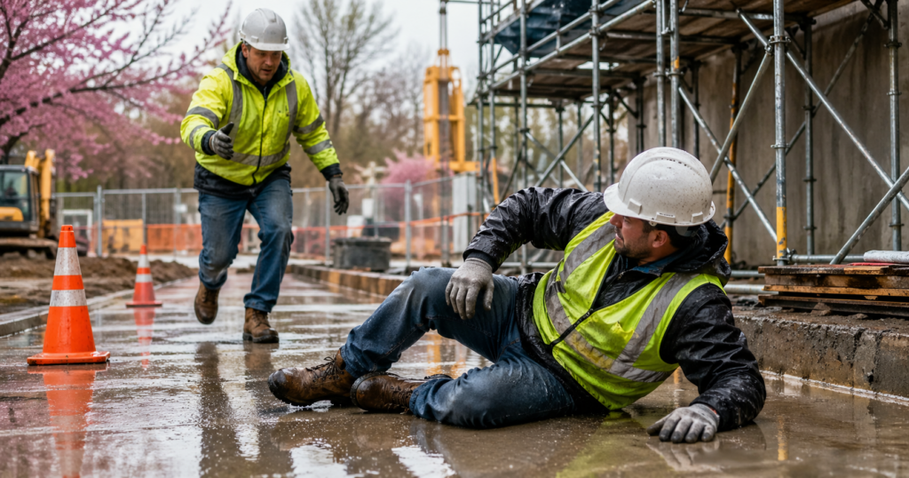 Construction Falls in Wet Spring Conditions: When You May Have More Than a Workers’ Comp Claim